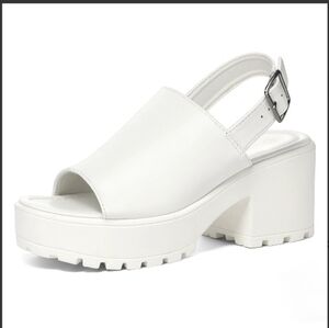 Mysoft Casual And Comfortable Everyday Platform Sandals in White Size 10